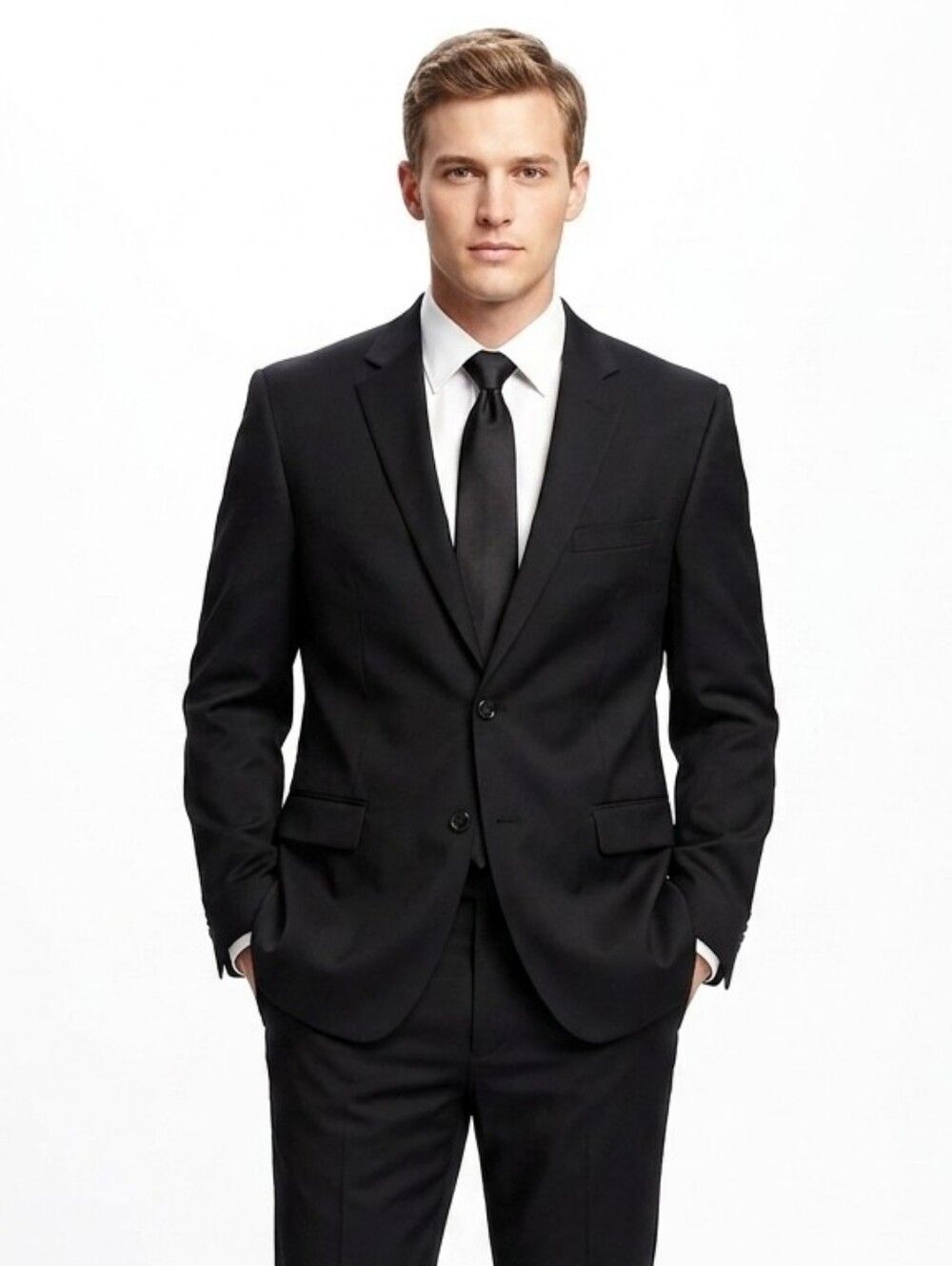 Pronto Uomo Platinum Black Suit Jacket Blazer 56L 100% Wool Big & Tall